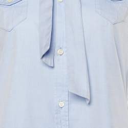 Dsquared2 Blue Cotton Bow Tie Button Front Shirt M