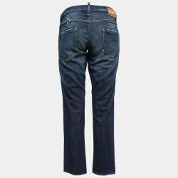 Pre Owned Dsquared2 Blue Distressed Denim Flags Jeans L Waist 33"