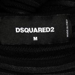 Pre Owned Dsquared2 Black Ribbed Knit Flared Midi Dress M