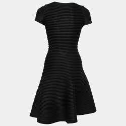 Pre Owned Dsquared2 Black Ribbed Knit Flared Midi Dress M