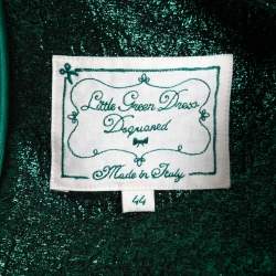 Dsquared2 Metallic Green Lame Fabric Bow Detail Sleeveless Draped Midi Dress M