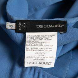 Dsquared2 Blue Logo Embellished Crepe Tank Top S