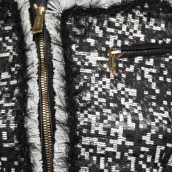 Dsquared2 Black Tweed & Leather Biker Jacket