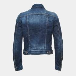 Dsquared2 Blue Washed Distressed Denim Button Front Jacket M