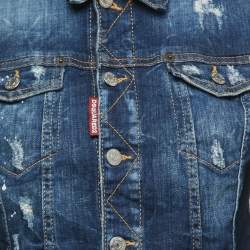 Dsquared2 Blue Washed Distressed Denim Button Front Jacket M