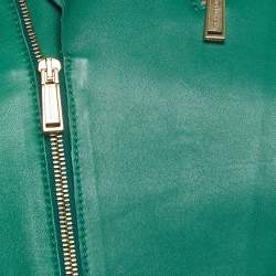 Dsquared2 Green Leather Zip Front Cropped Jacket M
