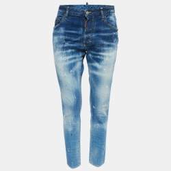 Dsquared2 Blue Washed & Distressed Denim Skinny Dan Jeans S 