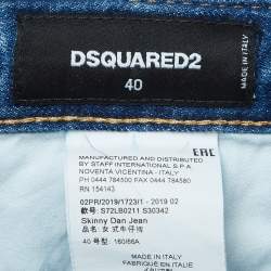 Dsquared2 Blue Washed & Distressed Denim Skinny Dan Jeans S 