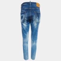 Dsquared2 Blue Washed & Distressed Denim Skinny Dan Jeans S 