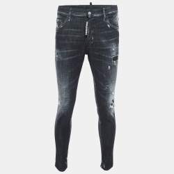 Pre Owned Dsquared2 Black Washed Ripped Denim Skinny Jeans M