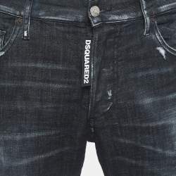 Pre Owned Dsquared2 Black Washed Ripped Denim Skinny Jeans M