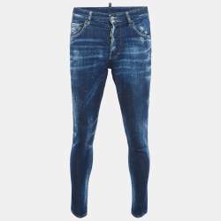 Pre Owned Dsqaured2 Dark Blue Distressed Denim Skinny Dan Jean S
