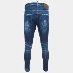 Pre Owned Dsqaured2 Dark Blue Distressed Denim Skinny Dan Jean S