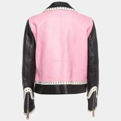 Dsquared2 Pink Colorblocked Leather Studded Jacket M