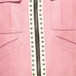 Dsquared2 Pink Colorblocked Leather Studded Jacket M