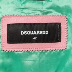 Dsquared2 Pink Colorblocked Leather Studded Jacket M