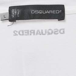 Dsquared2 White Digital Print Cotton Half Sleeve T-Shirt L