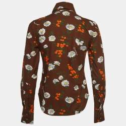 Pre Owned Dsquared2 Brown Flowers Print Cotton Full Sleeve Shirt S