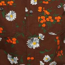 Pre Owned Dsquared2 Brown Flowers Print Cotton Full Sleeve Shirt S