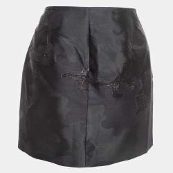 Dsquared2 Black Jacquard Silk Blend Mini Skirt M