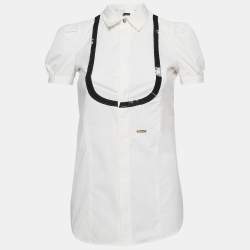 Dsquared2 White Cotton Neck Embellished Shirt S