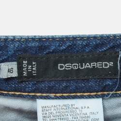 Dsquared2 Navy Blue Paint Splashed Distressed Denim Buttoned Jean L Waist 34"