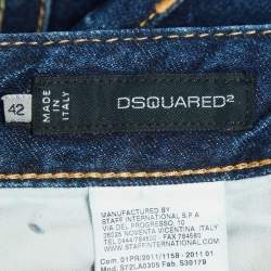 Dsquared2 Blue Distressed Denim Frayed Skinny Jeans M Waist 30"