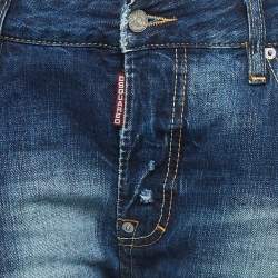 Dsquared2 Blue Distressed Denim Frayed Skinny Jeans M Waist 30"
