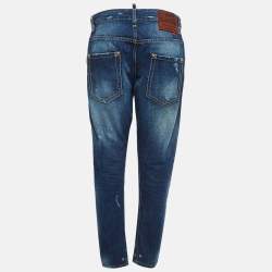 Dsquared2 Blue Distressed Denim Frayed Skinny Jeans M Waist 30"