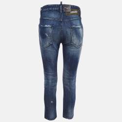 Dsquared2 Blue Distressed Denim Cropped Jeans S Waist 33"