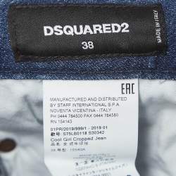 Dsquared2 Blue Distressed Denim Cropped Jeans S Waist 33"