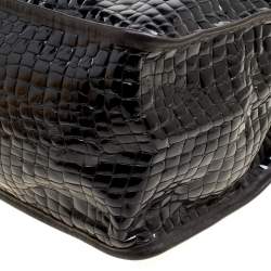 Dsquared2 Black Croc Embossed Patent Leather Tote