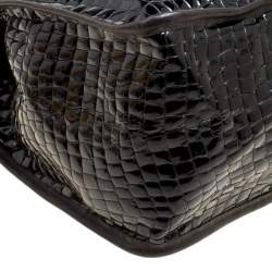 Dsquared2 Black Croc Embossed Patent Leather Tote