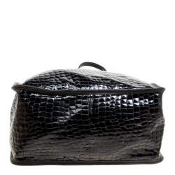 Dsquared2 Black Croc Embossed Patent Leather Tote