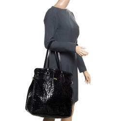 Dsquared2 Black Croc Embossed Patent Leather Tote