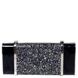 Dsquared2 Black Patent Leather and Glitter Box Clutch