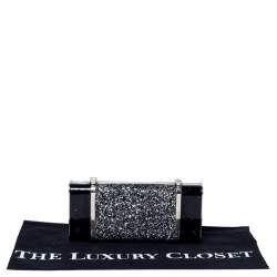 Dsquared2 Black Patent Leather and Glitter Box Clutch
