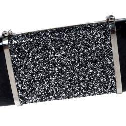 Dsquared2 Black Patent Leather and Glitter Box Clutch