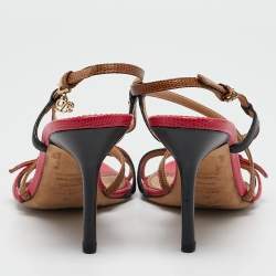Dsquared2 Multicolor Lizard Embossed Leather Slingback Sandals Size 38