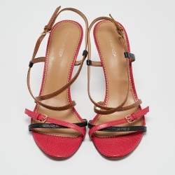 Dsquared2 Multicolor Lizard Embossed Leather Slingback Sandals Size 38