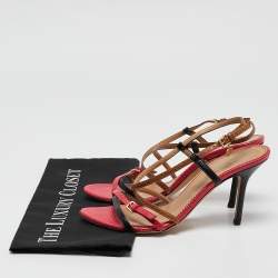 Dsquared2 Multicolor Lizard Embossed Leather Slingback Sandals Size 38