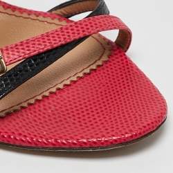 Dsquared2 Multicolor Lizard Embossed Leather Slingback Sandals Size 38
