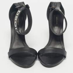 Pre Owned Dsquared2 Black Canvas and Leather Gothic Ankle Strap Sandals Size 39