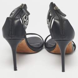 Pre Owned Dsquared2 Black Canvas and Leather Gothic Ankle Strap Sandals Size 39