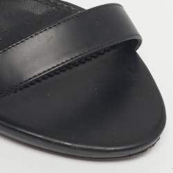 Pre Owned Dsquared2 Black Canvas and Leather Gothic Ankle Strap Sandals Size 39