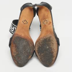 Pre Owned Dsquared2 Black Canvas and Leather Gothic Ankle Strap Sandals Size 39