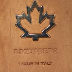 Pre Owned Dsquared2 Black Canvas and Leather Gothic Ankle Strap Sandals Size 39