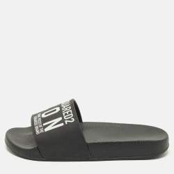 Pre Owned Dsquared2 Icon Size 36 Black Rubber Pool Slide