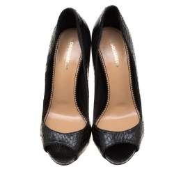 Dsquared2 Black Python Leather Peep Toe Pumps Size 37