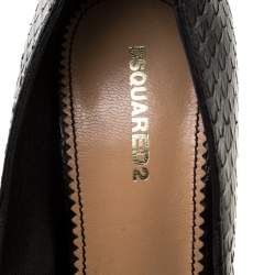Dsquared2 Black Python Leather Peep Toe Pumps Size 37
